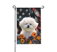 Bandiera americana Bichon Dog My Love Dog Vibrant Garden Flag bifacciale 12 X 18 pollici Decorazione per casa e giardino