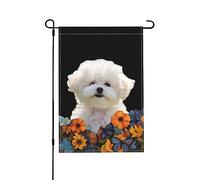 Bandiera americana Bichon Dog My Love Dog Vibrant Garden Flag bifacciale 12 X 18 pollici Decorazione per casa e giardino