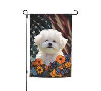 Bandiera americana Bichon Dog My Love Dog Vibrant Garden Flag bifacciale 12 X 18 pollici Decorazione per casa e giardino