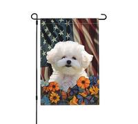 Bandiera americana Bichon Dog My Love Dog Vibrant Garden Flag bifacciale 12 X 18 pollici Decorazione per casa e giardino