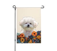 Bandiera americana Bichon Dog My Love Dog Vibrant Garden Flag bifacciale 12 X 18 pollici Decorazione per casa e giardino