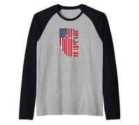 Bandiera Americana BJJ USA Jiu-Jitsu Maglia con Maniche Raglan