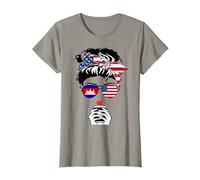 Bandiera Americana cambogiana caffè Mamma Ragazza Sorella Cambogia USA Flag Maglietta
