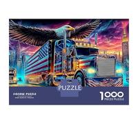 Bandiera americana camion puzzle 1000 pezzi aquila città skyline puzzle giochi puzzle impossibile divertimento apprendimento 100% cartone riciclato per regali decorativi 70x50cm/1000pcs