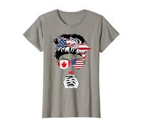 Bandiera Americana Canadese caffè Mamma Ragazza Sorella Zia Canada USA Maglietta