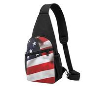 Bandiera americana Casual Una Spalla Cross Body Borsa Petto Portafoglio Telefono Borsa Uomo Cross Body Bag Viaggio Walking Marsupio, Nero , Taglia unica