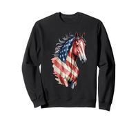 Bandiera americana Cavallo Spirito Patriottico Animale 4 luglio Felpa