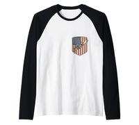 Bandiera Americana Chainsaw Logger Arboricoltore Lumberjack USA Retro Maglia con Maniche Raglan