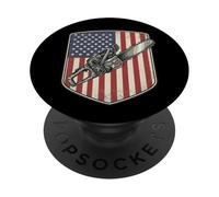 Bandiera americana Chainsaw Logger Arboricoltore Lumberjack USA Retro PopSockets PopGrip Adesivo