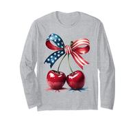 Bandiera americana Cherry Coquette Bow Carino Donne Bambini Ragazze USA Maglia a Manica