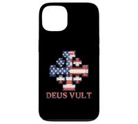 Bandiera americana con croce crociata dei cavalieri cattolici Custodia per iPhone 13