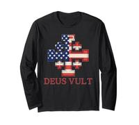 Bandiera americana con croce crociata dei cavalieri cattolici Maglia a Manica