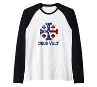 Bandiera americana con croce crociata dei cavalieri cattolici Maglia con Maniche Raglan