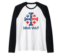 Bandiera americana con croce crociata dei cavalieri cattolici Maglia con Maniche Raglan