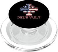 Bandiera americana con croce crociata dei cavalieri cattolici PopSockets PopGrip per MagSafe