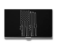 Bandiera americana con mitragliatrici Custodia per biglietti da visita personalizzata Porta biglietti da visita professionale tascabile organizer per uomini e donne, Stile:, Taglia unica, MHXYZHW