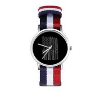 Bandiera americana con mitragliatrici, orologio al quarzo personalizzato con numeri arabi, orologio da polso con cinturino regolabile per uomo e donna, Stile:, regular, MHXYZHW
