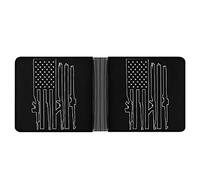 Bandiera americana con mitragliatrici Portafoglio personalizzato con blocco RFID Portafoglio sottile Bifold Tasca frontale Porta carte di credito per uomini donne, Stile:, Taglia unica, MHXYZHW