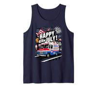 Bandiera americana con scritta "Happy 4th of JULY", stile nostalgico Canotta
