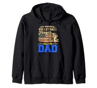 Bandiera americana con scritta "My Favorite Volleyball Player Calls Me Dad" Felpa con Cappuccio