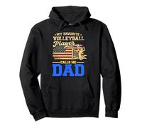 Bandiera americana con scritta "My Favorite Volleyball Player Calls Me Dad" Felpa con Cappuccio