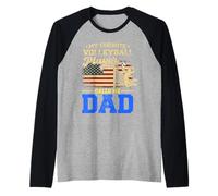 Bandiera americana con scritta "My Favorite Volleyball Player Calls Me Dad" Maglia con Maniche Raglan