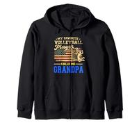 Bandiera americana con scritta "My Favorite Volleyball Player Calls Me Grandpa" Felpa con Cappuccio