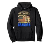 Bandiera americana con scritta "My Favorite Volleyball Player Calls Me Grandpa" Felpa con Cappuccio