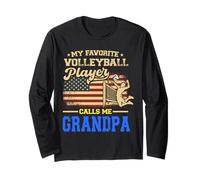Bandiera americana con scritta "My Favorite Volleyball Player Calls Me Grandpa" Maglia a Manica