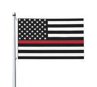 Bandiera americana con sottile linea rossa, 3x5 piedi, resistente allo sbiadimento, per esterni, interni, casa, giardino, cortile, cartello decorativo