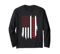 Bandiera Americana Cuori Arte USA Patriottico Maglia a Manica