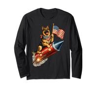 Bandiera Americana del 4 luglio Pastore Tedesco Maglia a Manica