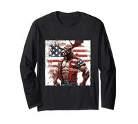 Bandiera Americana della Mascotte dell'alce Americana Maglia a Manica