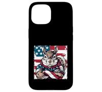Bandiera americana della mascotte dello scoiattolo americano Custodia per iPhone 15