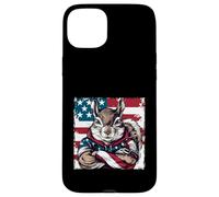 Bandiera americana della mascotte dello scoiattolo americano Custodia per iPhone 15 Plus