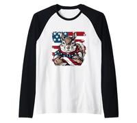 Bandiera Americana della Mascotte dello Scoiattolo Americano Maglia con Maniche Raglan