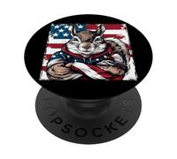 Bandiera americana della mascotte dello scoiattolo americano PopSockets PopGrip Adesivo