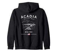 Bandiera Americana delle Montagne degli Stati Uniti del Parco Nazionale di Acadia Maine Coast Felpa con Cappuccio