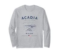 Bandiera Americana delle Montagne degli Stati Uniti del Parco Nazionale di Acadia Maine Coast Maglia a Manica