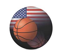 Bandiera Americana Di Basket Set di 1/4/6 Tovagliette Lavabili, Tovaglietta Rotonda Antiscivolo Resistenti al Calore 39cm per Tavolo da Pranzo Cena