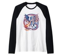 Bandiera americana Drago Feroce Indipendenza Maglia con Maniche Raglan