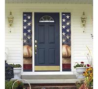 Bandiera americana e baseball Hanging Door Banner Primavera Estate Benvenuto Portico Banner Buon Compleanno Festa Banner Foto Sfondo Portico Segno Porta Anteriore Segni Per Yard Indoor Outdoor Decor