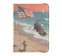 Bandiera americana e uccello dal mare portafoglio da viaggio in pelle porta passaporto grande capacità custodia per passaporto per uomo viaggio must have accessori