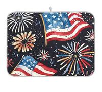 Bandiera americana Fuochi d'artificio Acquerelli 4 luglio Riutilizzabile Tappetino di asciugatura 18x24 Rettangolo Grande Scolapiatti stuoie per Cucina Bancone Decorativo Home Decor Essentials