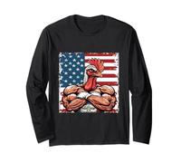 Bandiera Americana Gallo Pollo Mascotte USA Maglia a Manica