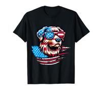 Bandiera americana Golden Retriever USA Retro 4 luglio 2025 Maglietta