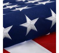 Bandiera americana in cotone, 0,9 x 1,5 m, ultra resistente per esterni, tessuto antistrappo, stelle ricamate, occhielli in ottone, perfetta per bandiera americana all'aperto, mostra il tuo