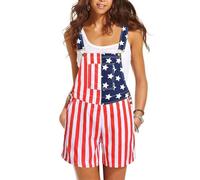 Bandiera americana in generale bandiera in cotone tuttimi con cinghie regolabili con pantaloncini con bavaglini & tasche saltù patriottica 4 luglio abiti per donne & coppie da uomo, pantalonci