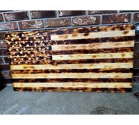 Bandiera americana in legno bruciato, realizzata a mano, rustica fatta a mano, decorazione da parete in legno bruciato, decorazione unica per la casa per veterani e patrioti