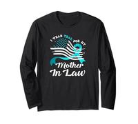 Bandiera Americana Indossare Teal per mia Suocera Cancro cervicale Maglia a Manica